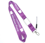 China Purple ID Cards / Pocket Knife Nylon Neck Strap With Silver Carabiner Hook distributor