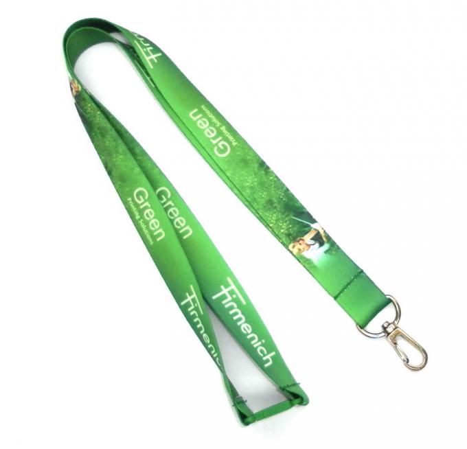 Green Dye Sublimation Lanyards Keychain Necklace Strap With Metal Spring Hook