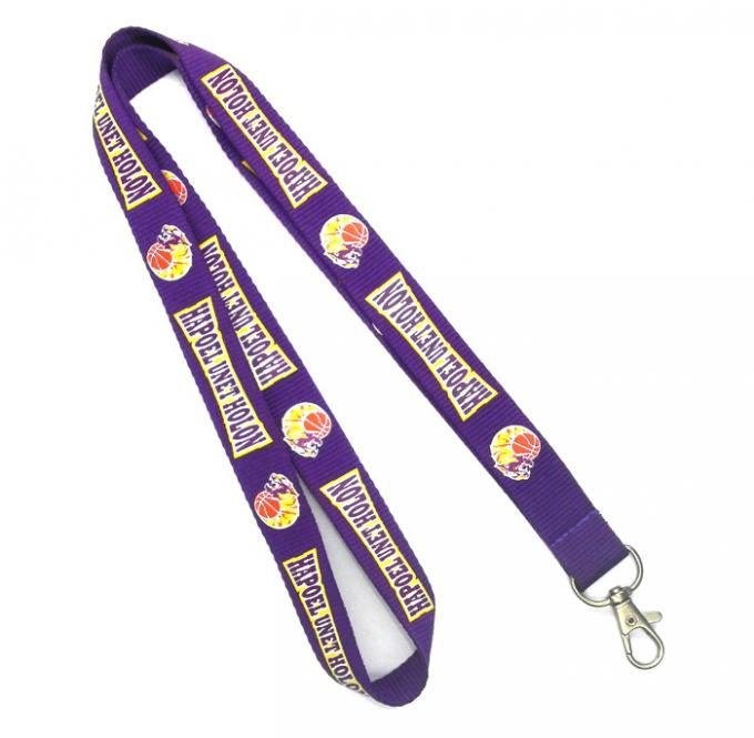 Purple Custom Polyester Lanyards Personalized Environmental Protection