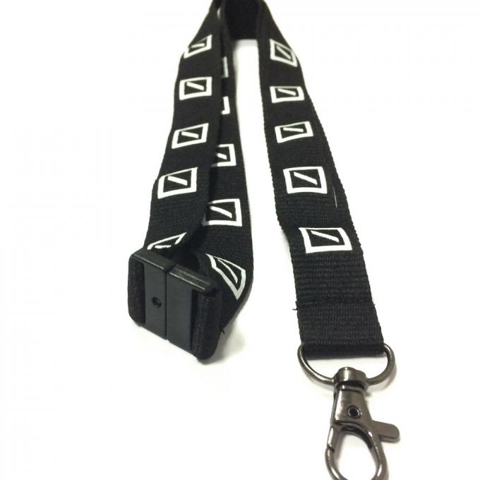 Custom Polyester Silk Screen Lanyard With Safety Buckle / Metal Hook